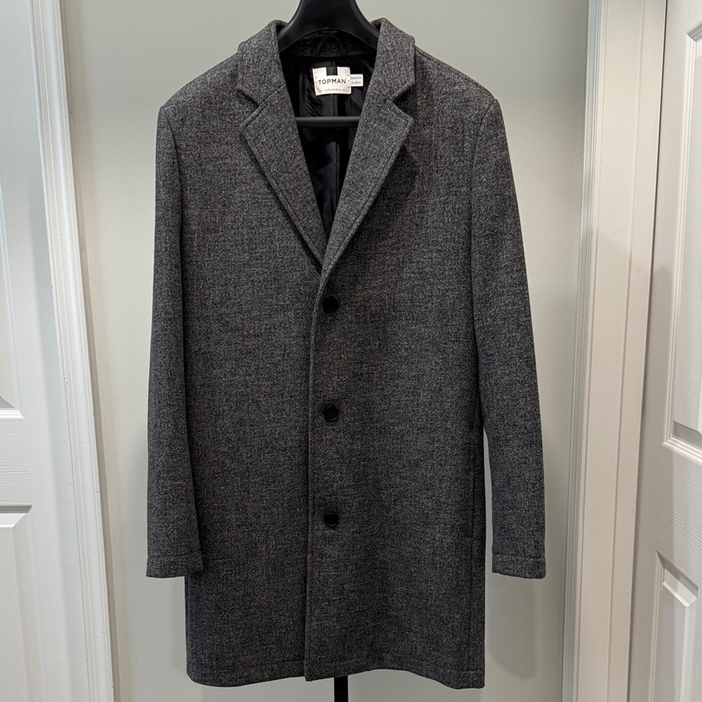 Topman Charcoal Overcoat
